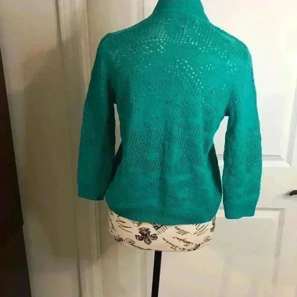 Kasper ladies green open knit sweater size XS 3/4 sleeves. - Picture 4 of 4